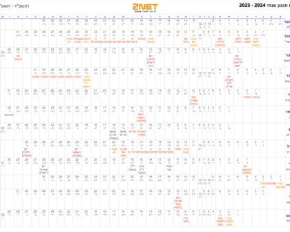 לוח תכנון שנתי 2024 - 2025